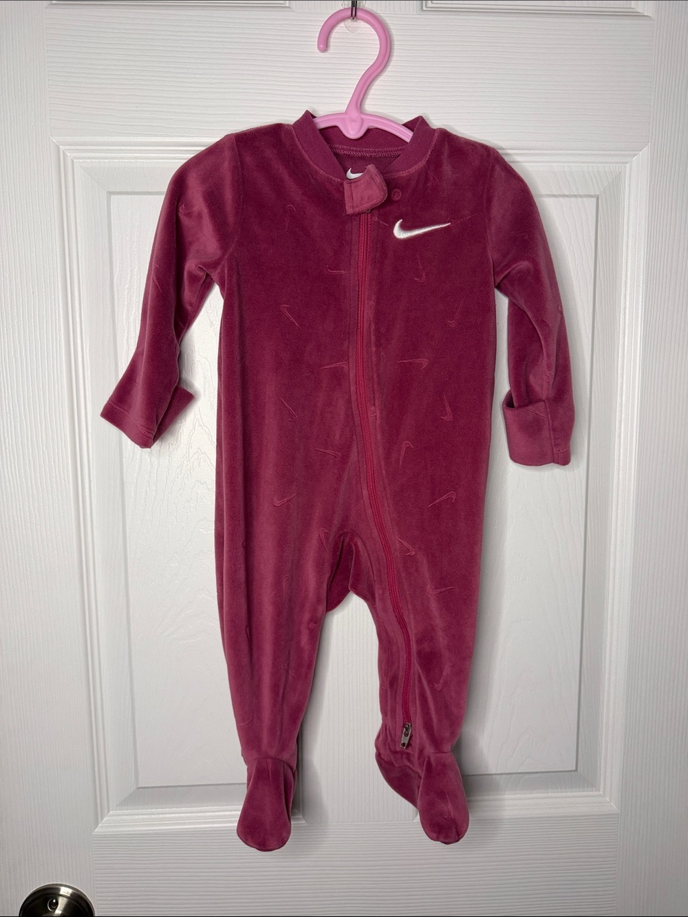 Nike Baby Full Zip Footed Sleeper Rose Pink 6M